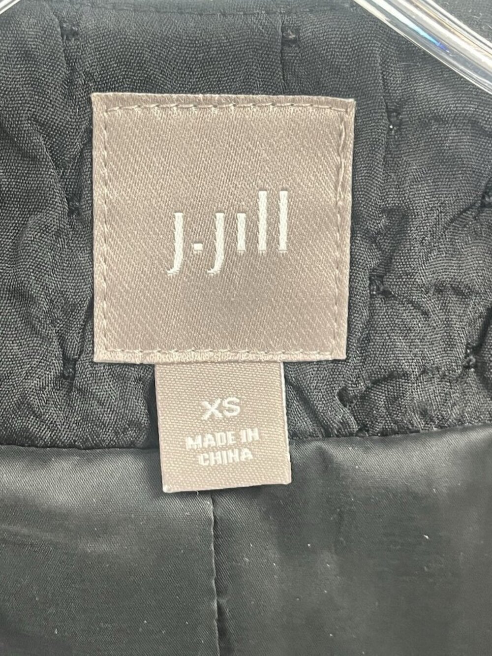 J Jill Black Textured Embellished Long Line Jacket Sz XS Crinkle Career Layering - Picture 4 of 6